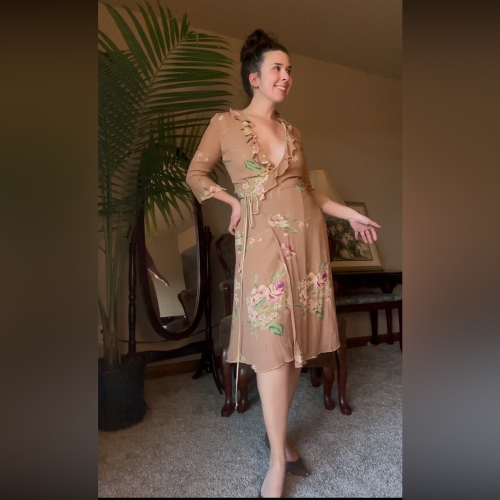 Floral Ruffle Wrap Dress - Picture 3 of 7